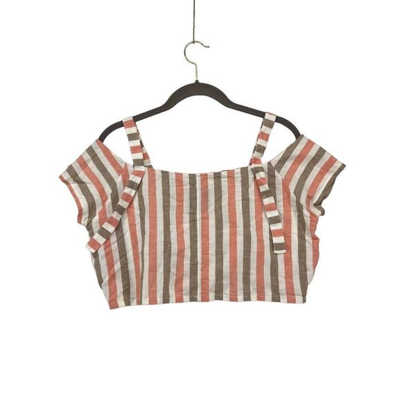 Joie Striped Crop Top Shoulder Boho Cut Out Medium - Picture 6 of 6
